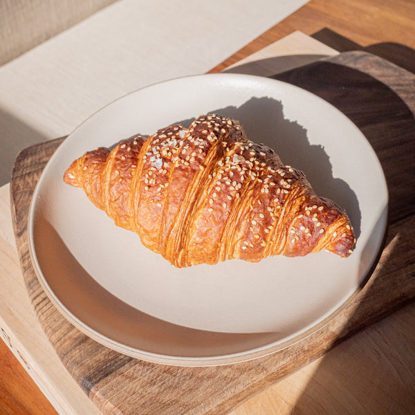 Vegan sesame pretzel croissant