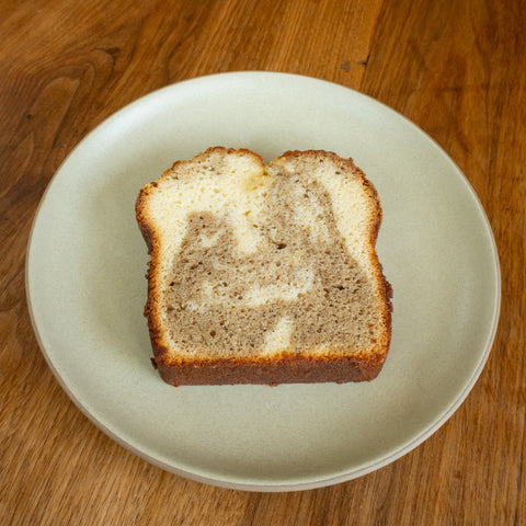 Vanilla chai marble loaf slice